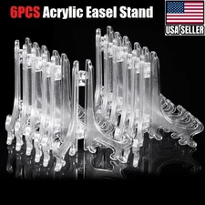 6PCS Acrylic Easel Stand Plate Rack for Photos Artwork Home Decor 3/4/5inch