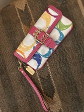 Coach Stitch Scribble Hampton Wristlet Clutch Buckle Flap Limited Edition NWOT
