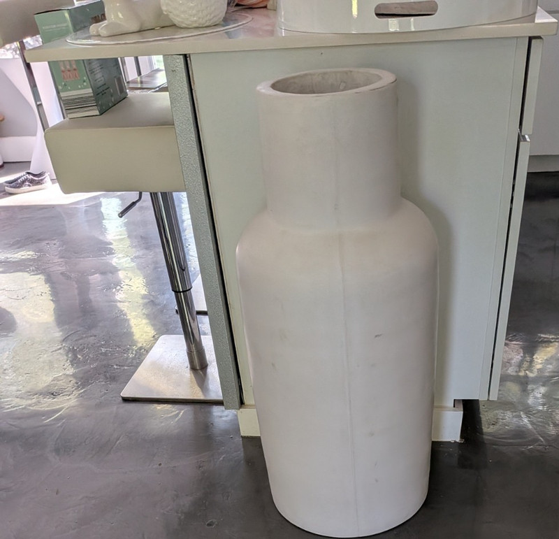 white hand made Concrete Floor vase made in Italy