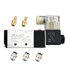 Pneumatic 1/4" PT Solenoid Valve 4V210-08 DC 24V Single Coil Pilot-Operated E...