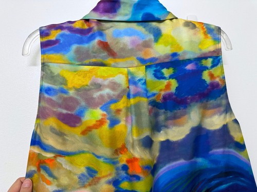 NWT Ulla Johnson Milo Top Tuck Sunset Ocean Painting Sun Abstract Blue Silk 4 - Picture 11 of 13