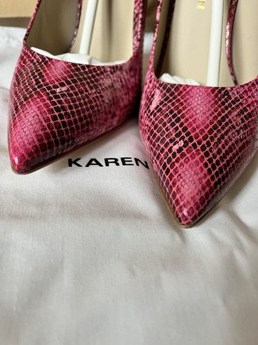 Karen Millen Stiletto Shoes Size 5 Leather Snake Pattern Fuschia - Picture 5 of 5