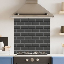 Premium Various Sizes Black Metro Tile 6mm Glass Toughened Kitchen Splashback