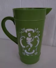 Vtg Regaline Beer Pitcher  Avocado Green Plastic 2 Quart 8 Cup German Couple 