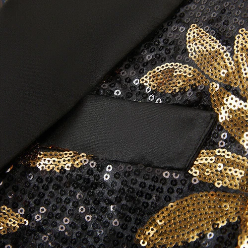 Men Sequin Suit Blazer Coat Dress Wedding Stage Showman Costume Jacket Slim Fit - Picture 8 of 9