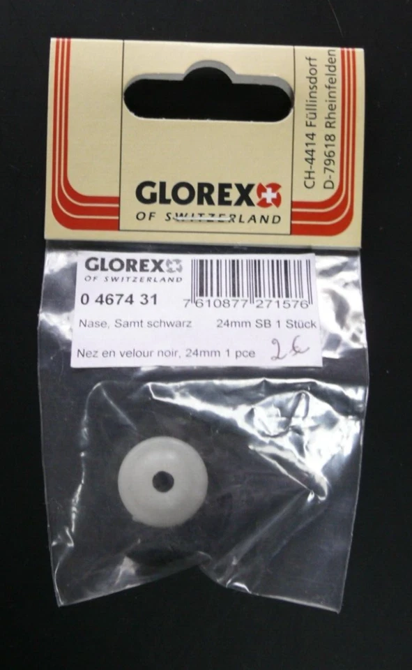 OURS REPARATION : NEZ D'OURS EN VELOUR NOIR DIAMETRE 24 m/m - GLOREX Réf 0467431 - Photo 1/1
