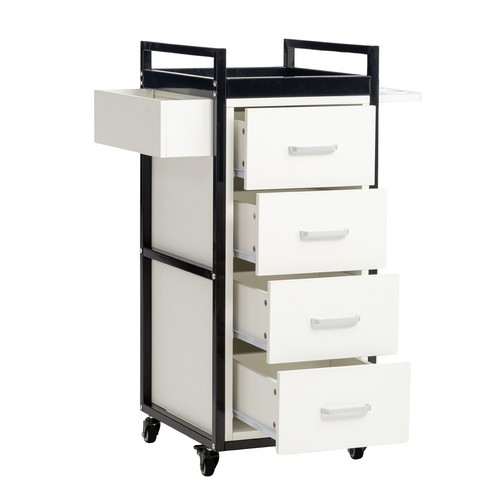 Beauty Salon Trolley Cart, Salon Cabinet with Wheels, 4 Drawer, 4 Tool Holders - Picture 10 of 24