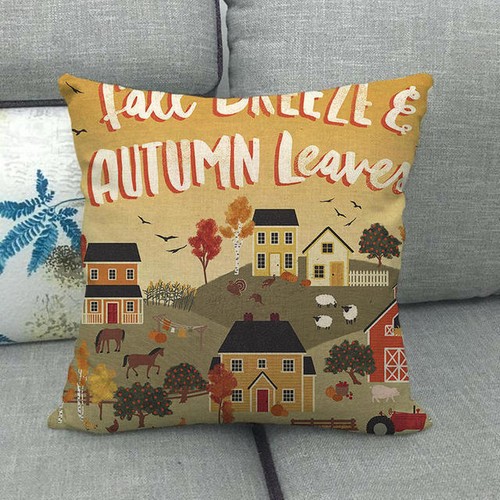 Hello Fall Pillow Case Throw Cushion Covers Gratitude Harvest Squirrel Hedgehog - Picture 49 of 72