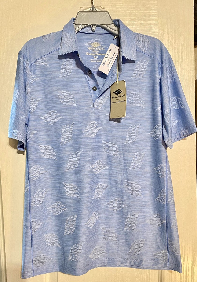 NWT Disney Cruise Line TOMMY BAHAMA Polo Shirt DCL LOGO Blue Palm