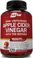 NutriFlair Apple Cider Vinegar Capsules with The Mother - 120 Vegan ACV Pills