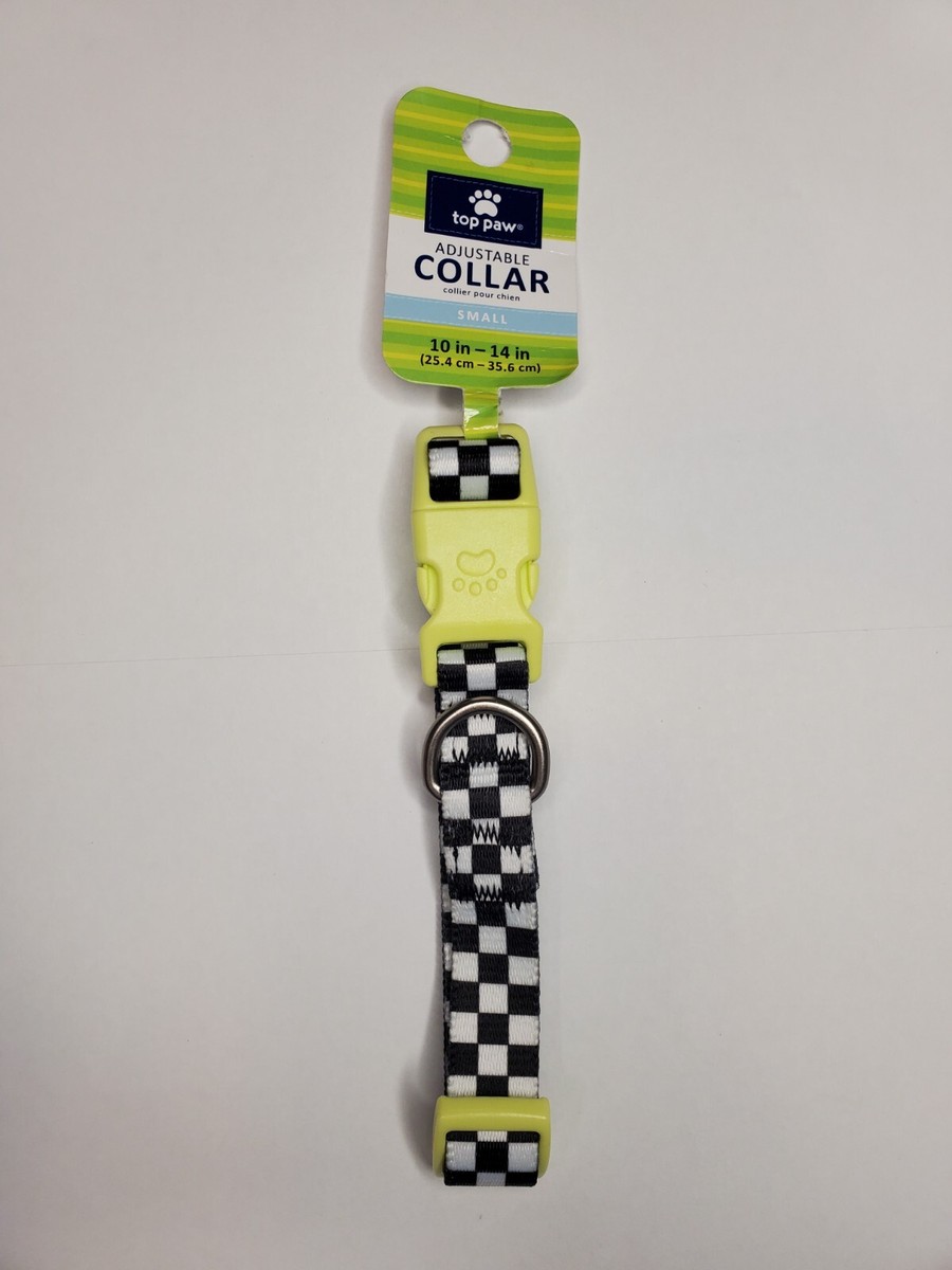 Petsmart Top Paw Adjustable Collar SMALL Fest Black White Check