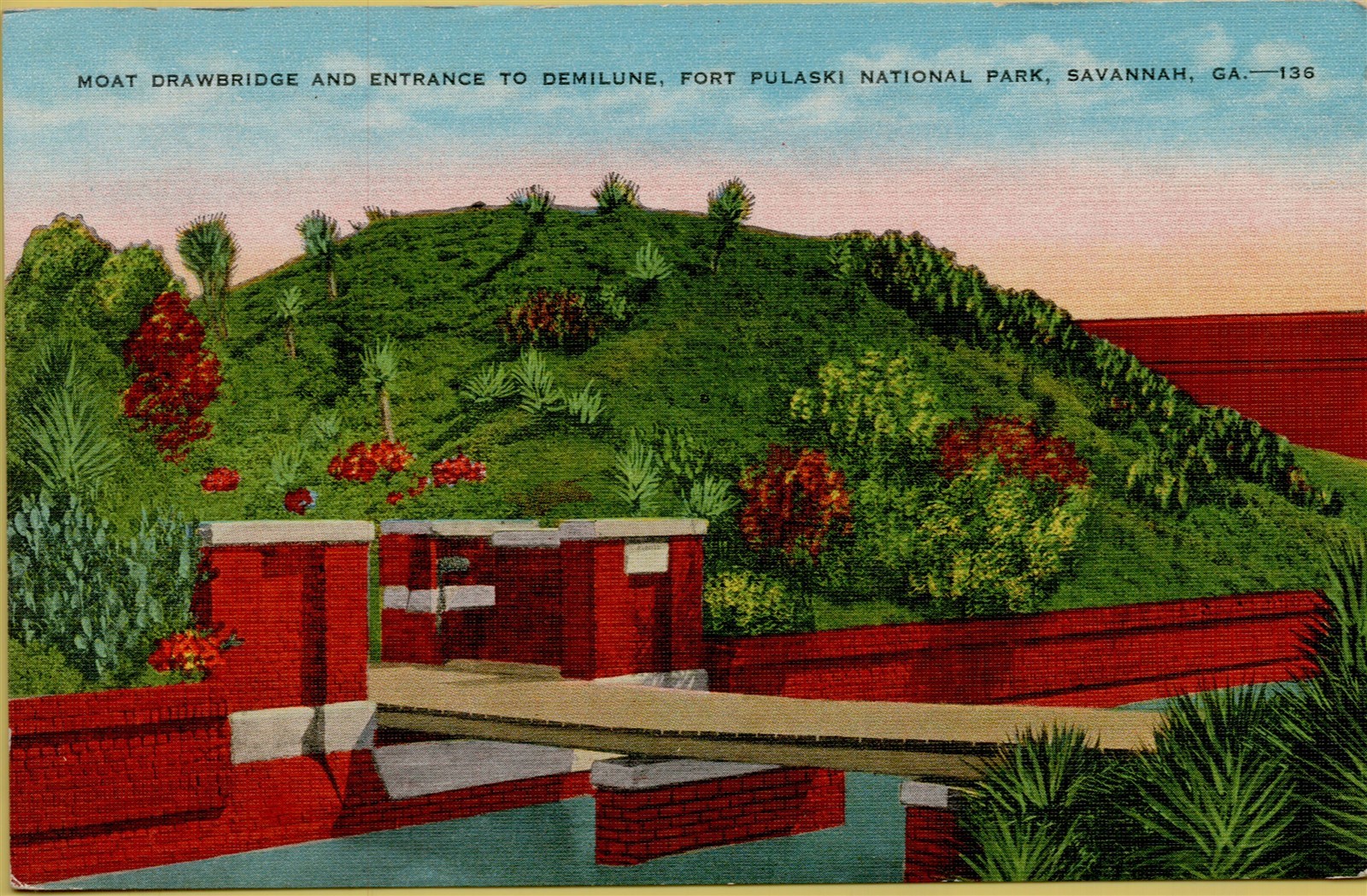 Moat Drawbridge & Entrance Demilune Fort Pulaski Savannah Georgia GA ...