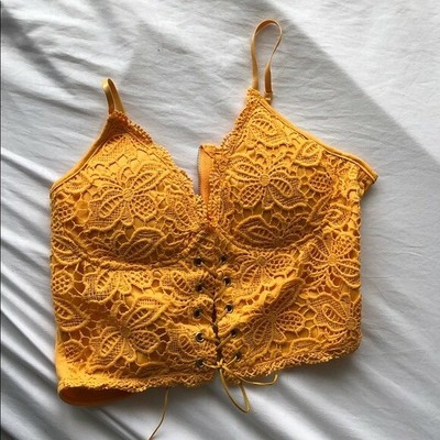 mustard bralette top