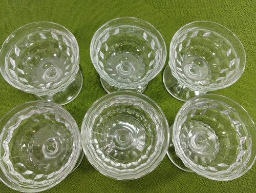 Vintage Whitehall Clear Sherbet Champagne MCM Cubist Indiana Glass Set Of 6 - Picture 8 of 12