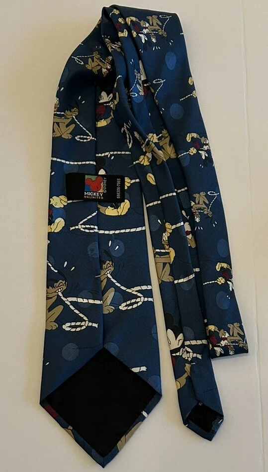 "Corbata azul Mickey Unlimited de colección de los años 90 3,75"" corbata italiana para hombre Mickey Mouse" Foto 4 de 4
