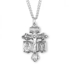 Sterling Silver Pardon Crucifix 1.4 Inchx0.9 Inch Rhodium Plated Chain Necklace