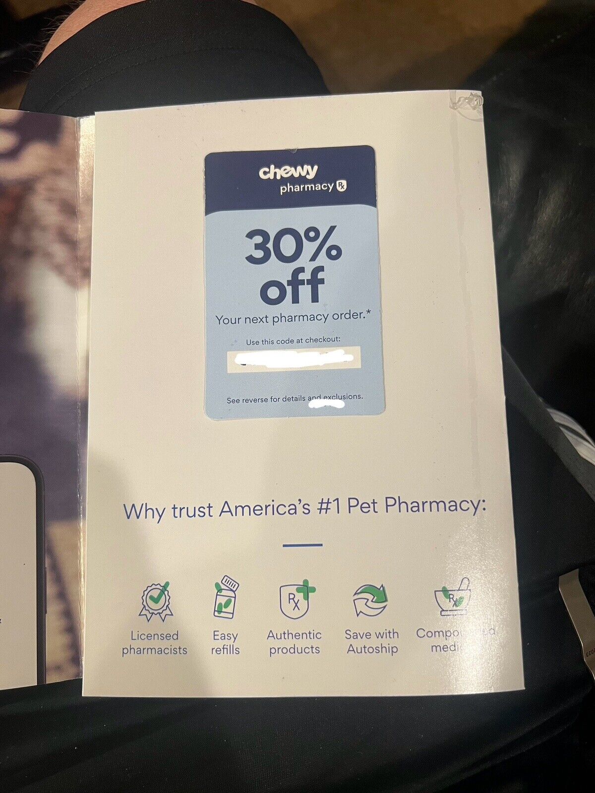CHEWY 30% Off your First Pharmacy Order~Coupon Card~Pharmacy~Expires 4/30/24