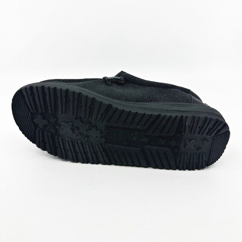 Hey Dude Wally Youth Basic Black Kids Comfort Slip On Shoes - Picture 6 of 6