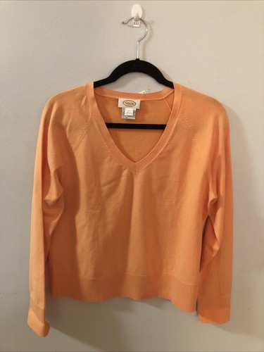Talbots Melon Orange V-Neck LS Pullover Sweater Size L NWT - Picture 2 of 9
