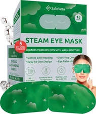 Steam Eye Mask 16Ct + 5 Eyelid  Wipes – Self Heating Eye Compress for Dry Eyes