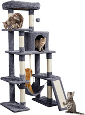 Deluxe 63" Multi-Level Cat Tree with Scratching Posts, Condo, and Hammock