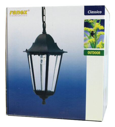Lámpara de patio lámpara colgante linterna negra lámpara colgante lámpara colgante lámpara exterior IP44 - Imagen 1 de 2