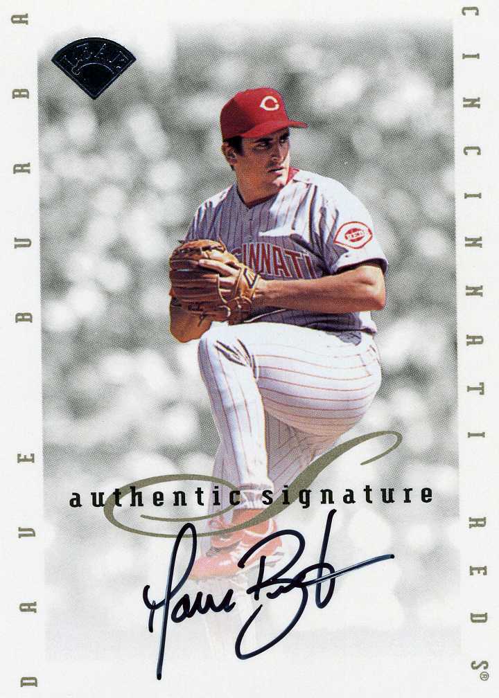 Dave Burba 1996 Leaf Authentic Signature Series On Card Autograph Auto