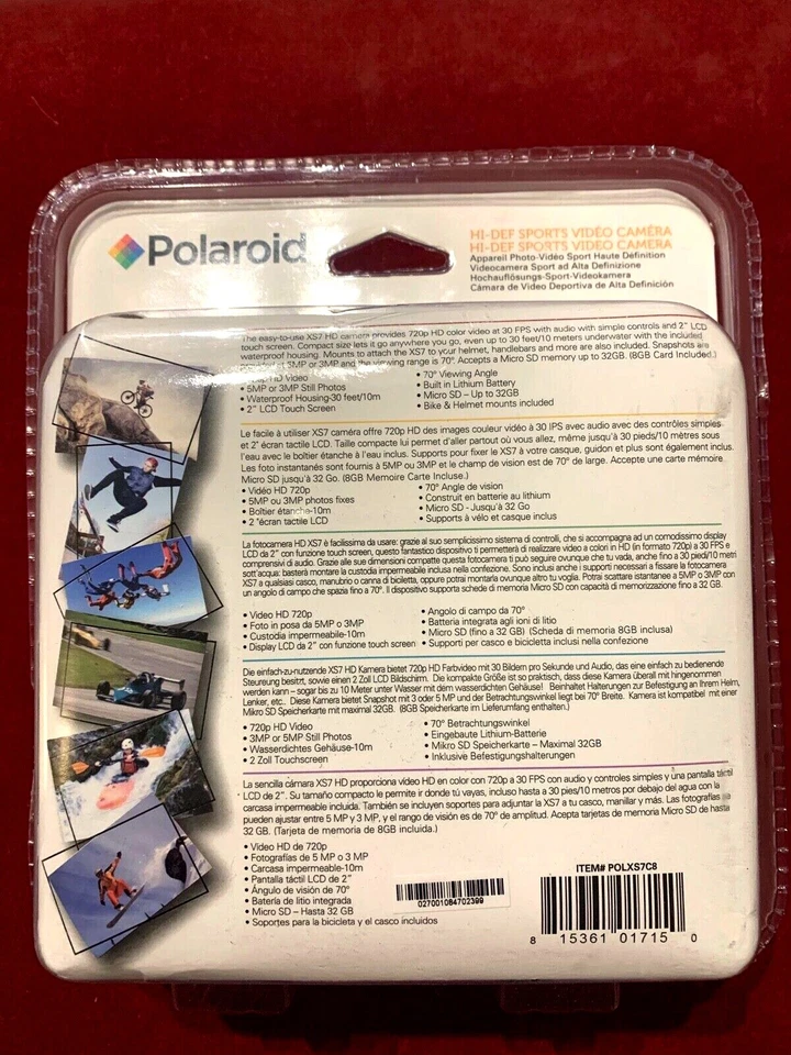 Polaroid XS7 HI-DEF SPORTS VIDEO CAMERA HD 720P 5MP - Image 2 of 4