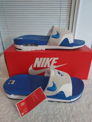 NWT NIKE SIZE 8 💙AIR MAX 1 💙BLUE/WHITE 💙SLIDES | eBay