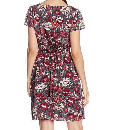 Yumi London Rose Print Origami Pleats Tea Dress Grey Multicolor Pick Your Size - Picture 4 of 8
