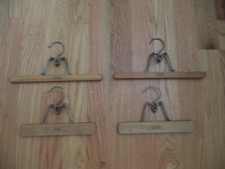 Lot 4 Vintage Setwell Wood Hangers for Pants Clamp - 2 13" 2 10.25"