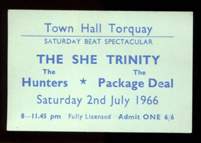 original UK 60's Gig Flyer :  THE SHE TRINITY :  Town Hall  TORQUAY 1966