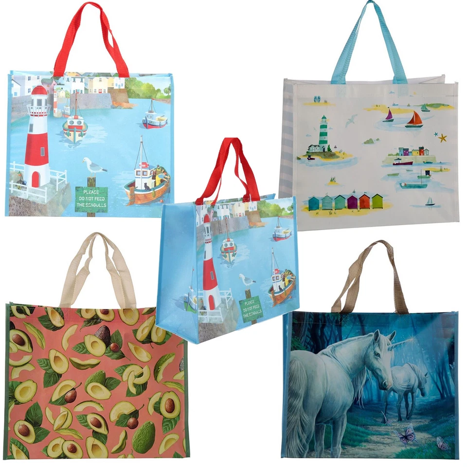 Value Grocery Bag Shopping Shopper Strong  Food Storage Tote Beach  Bag For Life - Image 4 of 4