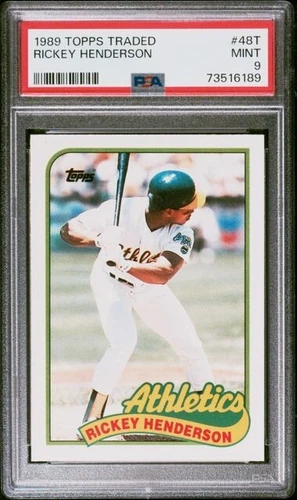 1989 Topps Traded Rickey Henderson Baseball Card #48T PSA 9 Mint