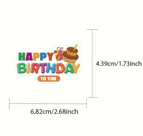 Happy Birthday Stickers Assorted Designs for Card Decorating & Gifts-50 Pcs - Picture 4 of 4