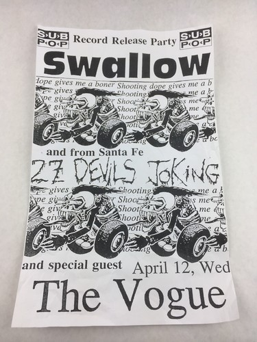 Swallow - 27 Devils Joking - The Vogue Record Release Party Concert Poster - Picture 3 of 4