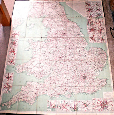 Geographia large antique map ENGLAND & WALES 48x40'' Hardback cover linen-backed