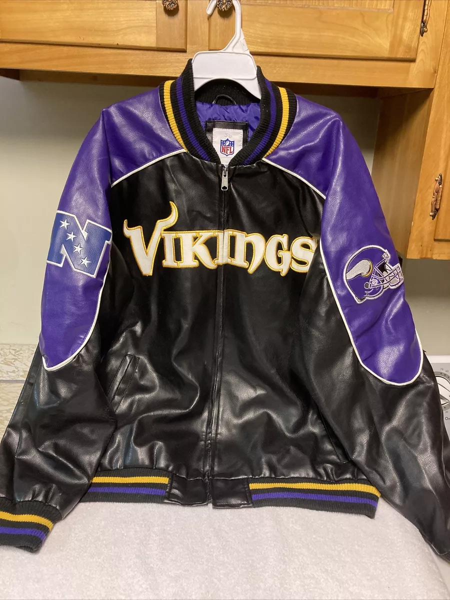 G-III by Carl Banks Minnesota Vikings Faux Leather Jacket Size XXL. See  Descript
