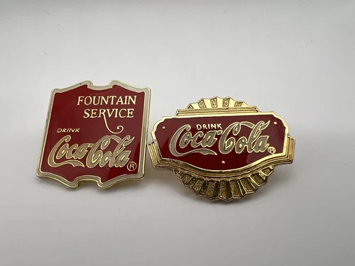 Vintage 1996 Drink Coca Cola Hat Lapel Pin Collectables - Set Of 2 Pins - Used