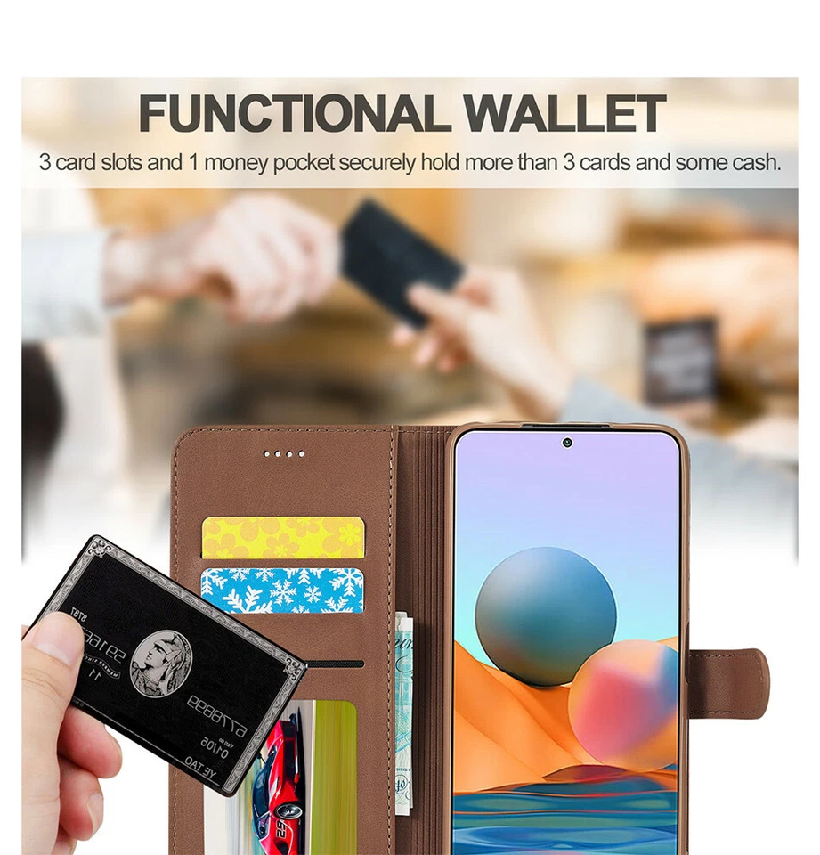 For Xiaomi Redmi Note 14 13 12 11 10 Pro 9 Flip Leather Wallet Case Stand Cover - Image 4 of 4