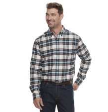 Men's Croft  Barrow Slim Fit Flannel Button Down Shirt L, XL, 2XL Brown Plaid