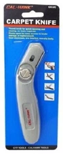 CAL-HAWK Non-Slip Coated Aluminum Utility Carpet Knife with Extra Blade Storage