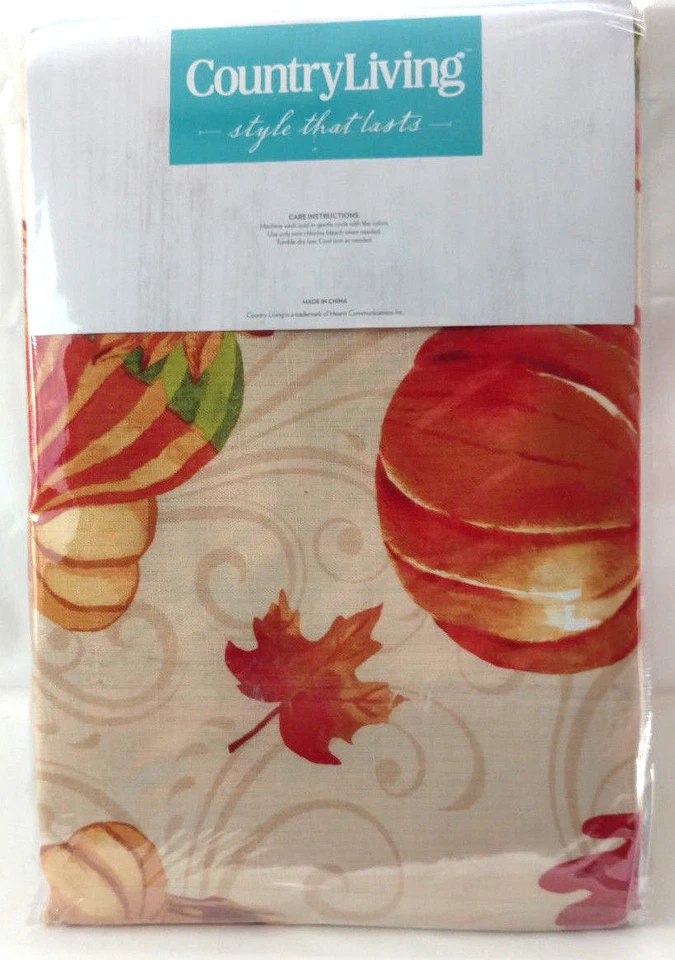 Kitchen Tablecloth Pumpkin Autumn Fall Sunflower Woven 52 x 70 Fabric Rectangle - Image 3 of 4