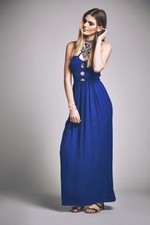 NEW Free People Lotta Royal Blue Hamptons Maxi Dress Z190-3