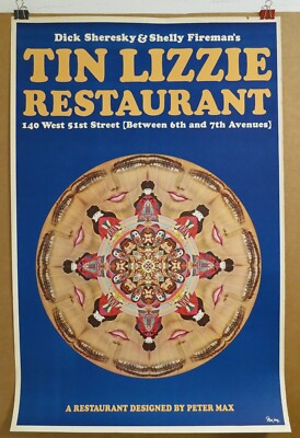 Peter Max - TIN LIZZIE Restaurant Poster - 1967