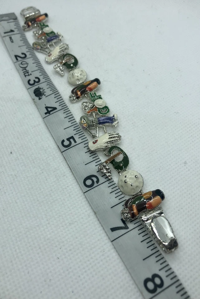 Multi Charms Enamel And Rhinestones Golf  Bracelet - Image 4 of 4