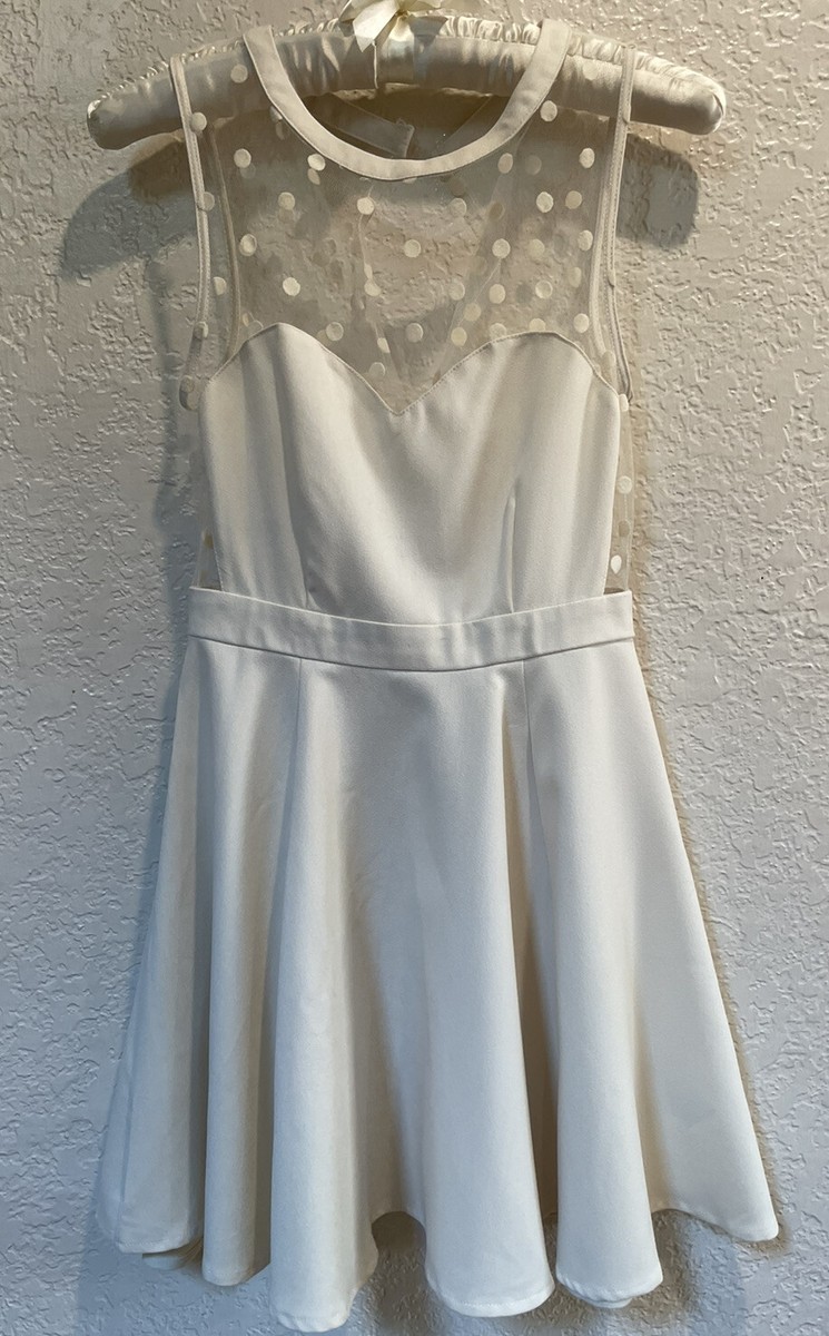 short puffy lace dress Women's Whitney Puffy Short Sleeved Brocade Mini Dress S/M/L White MEAN BLVD S / White main image 0