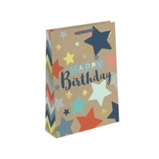 Lot de 12 sacs cadeaux d'anniversaire extra larges effet kraft