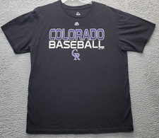 MLB Colorado Rockies Majestic T Shirt Baseball Womens Size XL Black Triple Peak