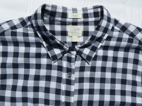 J CREW Women’s Large Blue Gingham Cotton Classic Shirt Top Boy Fit Lightweight - Picture 5 of 7